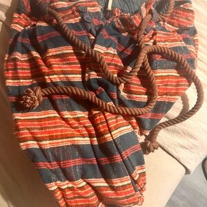 Free People Striped Wide Leg Pants - Red and Black